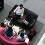 A photo of a group of people working