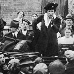 Nancy Astor speaks to a Plymouth crowd while campaigning for election in 1919.
