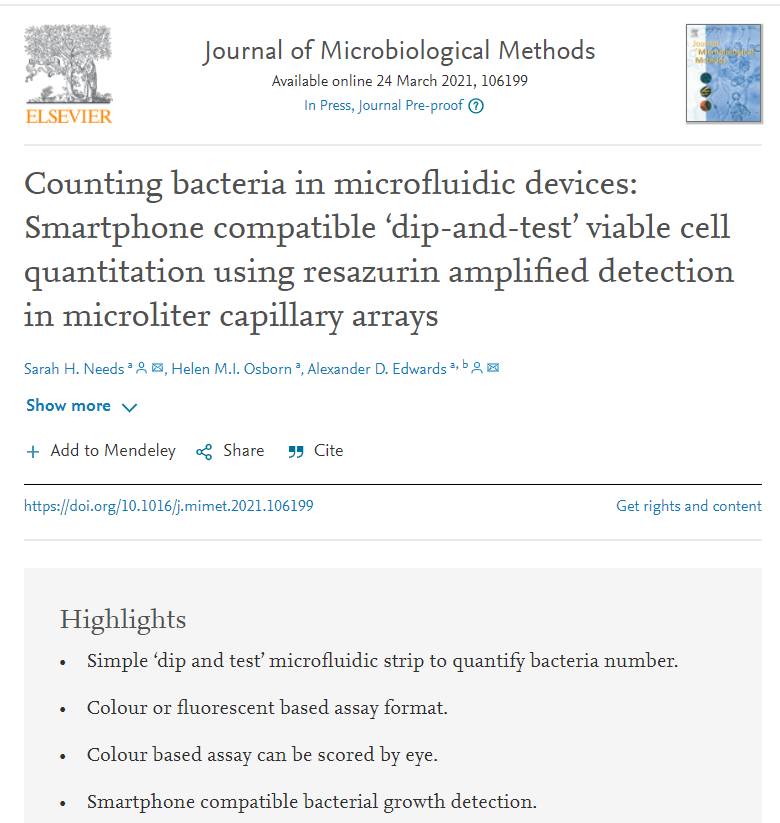 New Paper Out! Counting bacteria in microfluidic devices