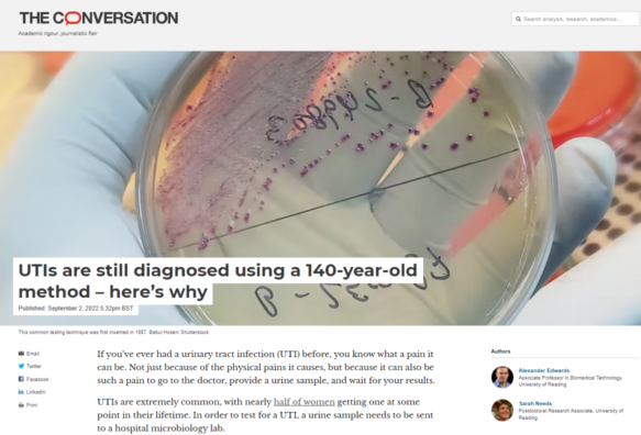 New article: UTIs are still diagnosed using a 140-year-old method – here’s why