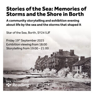 Promotional flyer for the story telling event in Borth in 2025 - in English