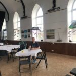 Wide angle view of the art exhibition