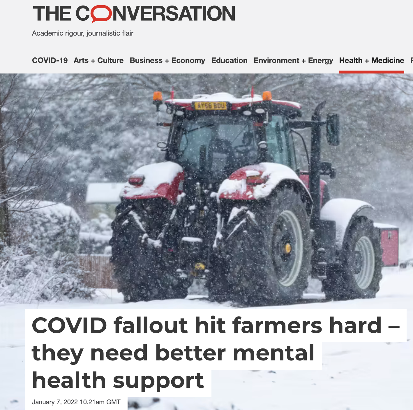 The Conversation article – farming mental health