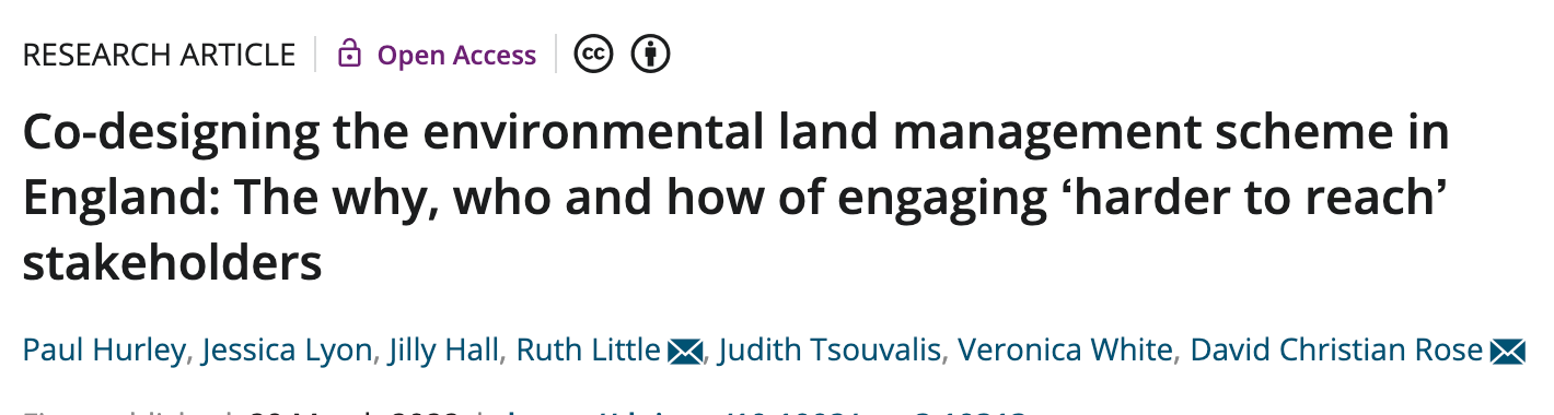 New paper in People and Nature
