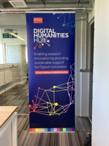 Banner reads: 'Digital Humanities Hub' 'Enabling research innovation by providing sustainable support for Digital Humanities' 'research.reading.ac.uk/digitalhumanities'