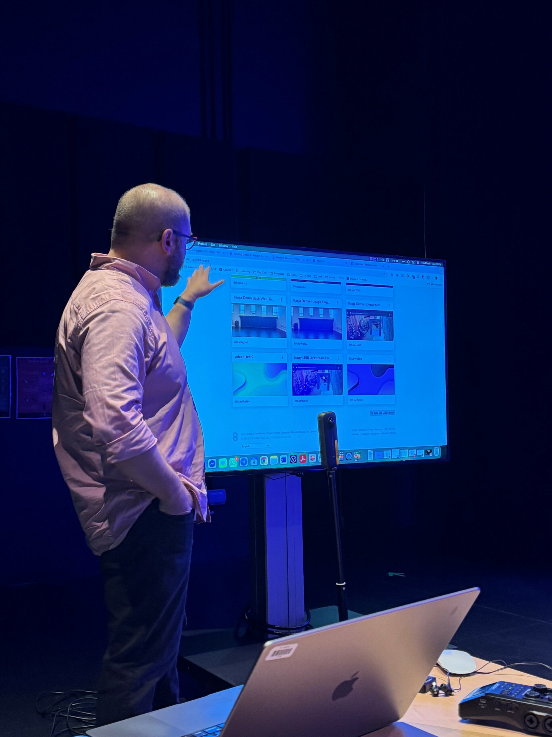 A presenter gives an on-screen presentation