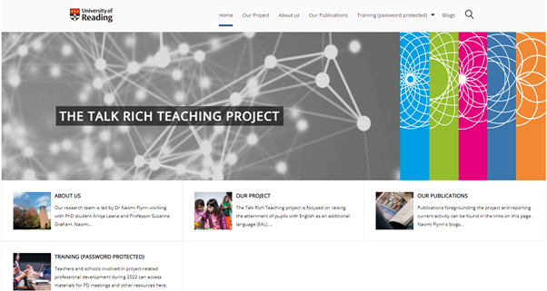 NEWS – Dr. Naomi Flynn (Associate Professor of Primary English Education, University of Reading) recently launched her Talk Rich Teaching research project’s website