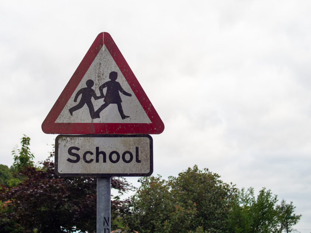 A school warning sign UK
