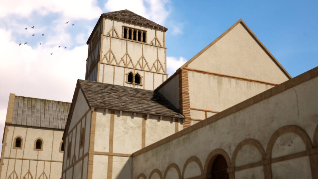 A sample of the digital models showing the Anglo-Saxon phase of building.