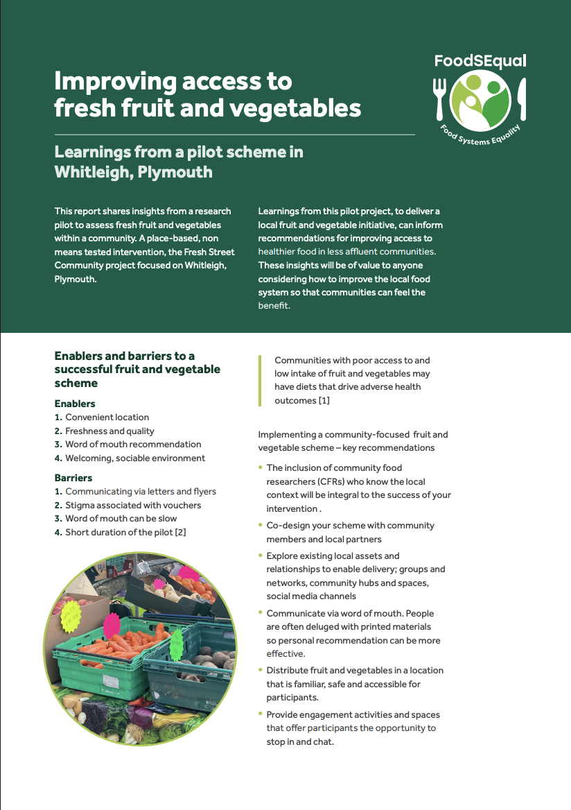 Front cover of the Plymouth fruit and veg impact briefing