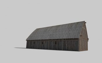 The 'Old Church' in its second phase, with boarded walls and a lead roof.