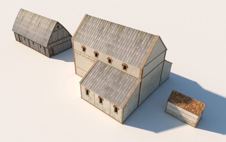 Digital reconstruction of an early phase of the church, around 700 AD