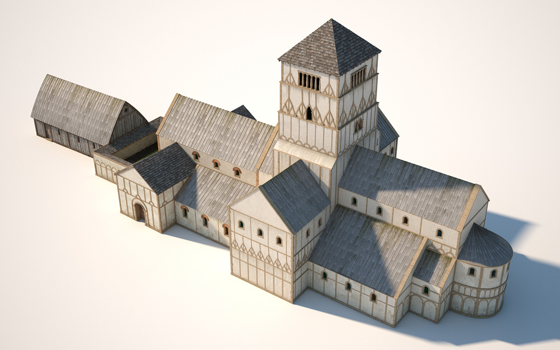 Digital reconstruction of the last phase of the Anglo-Saxon church, around 1000 AD