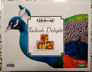 Decorative carboard box featuring a peacock image