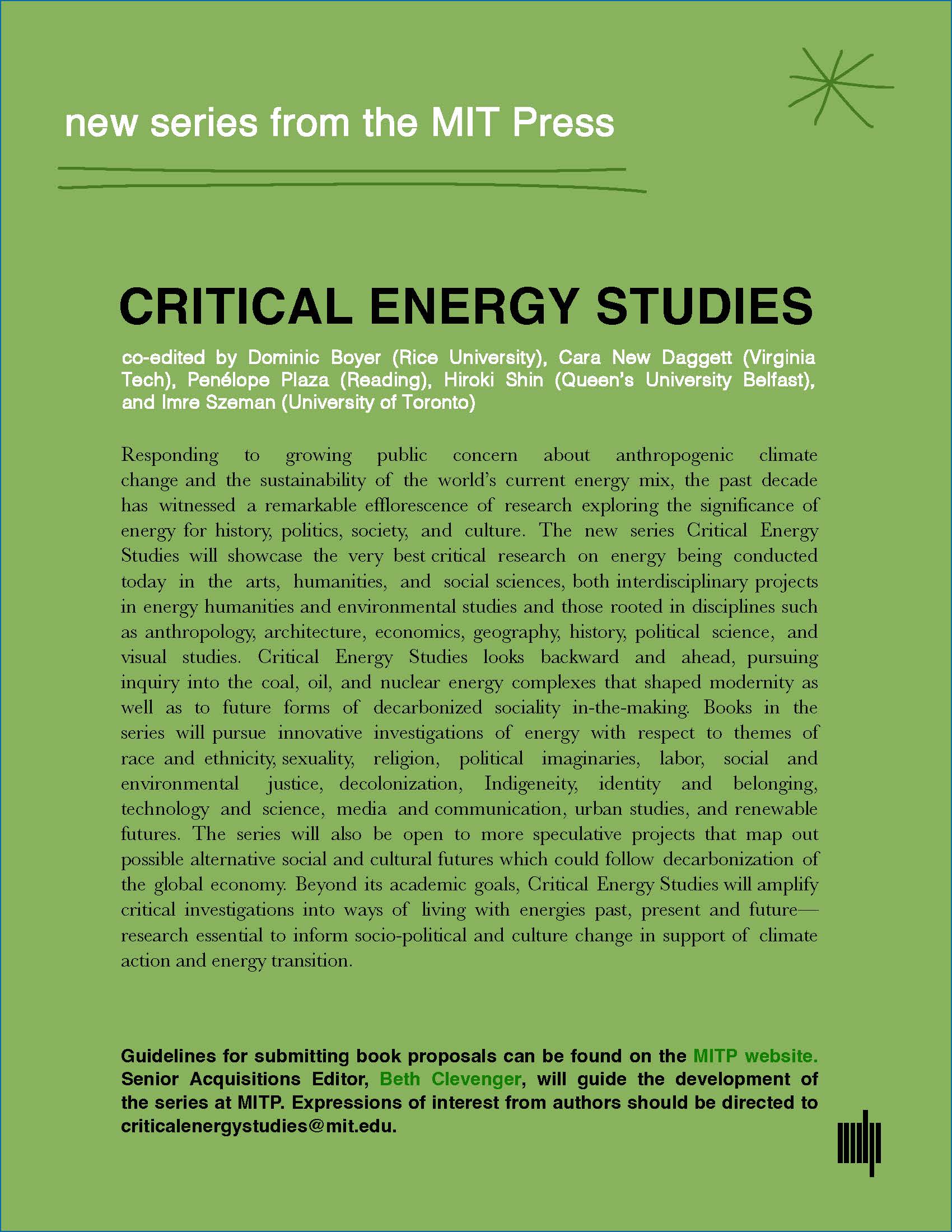 Critical Energy Studies. A New Book Series with The MIT Press.