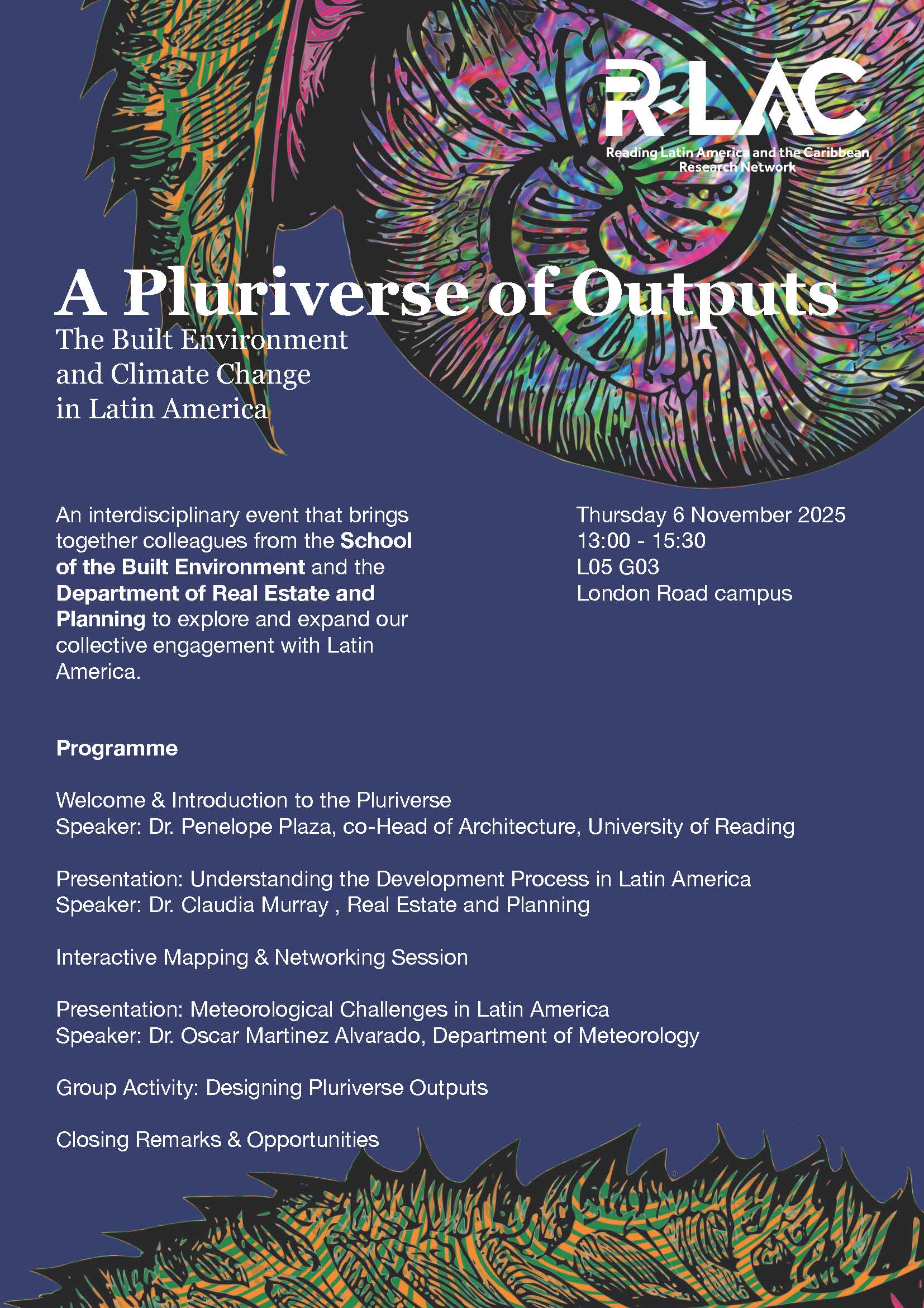 RLAC Pluriverse of Outputs event poster