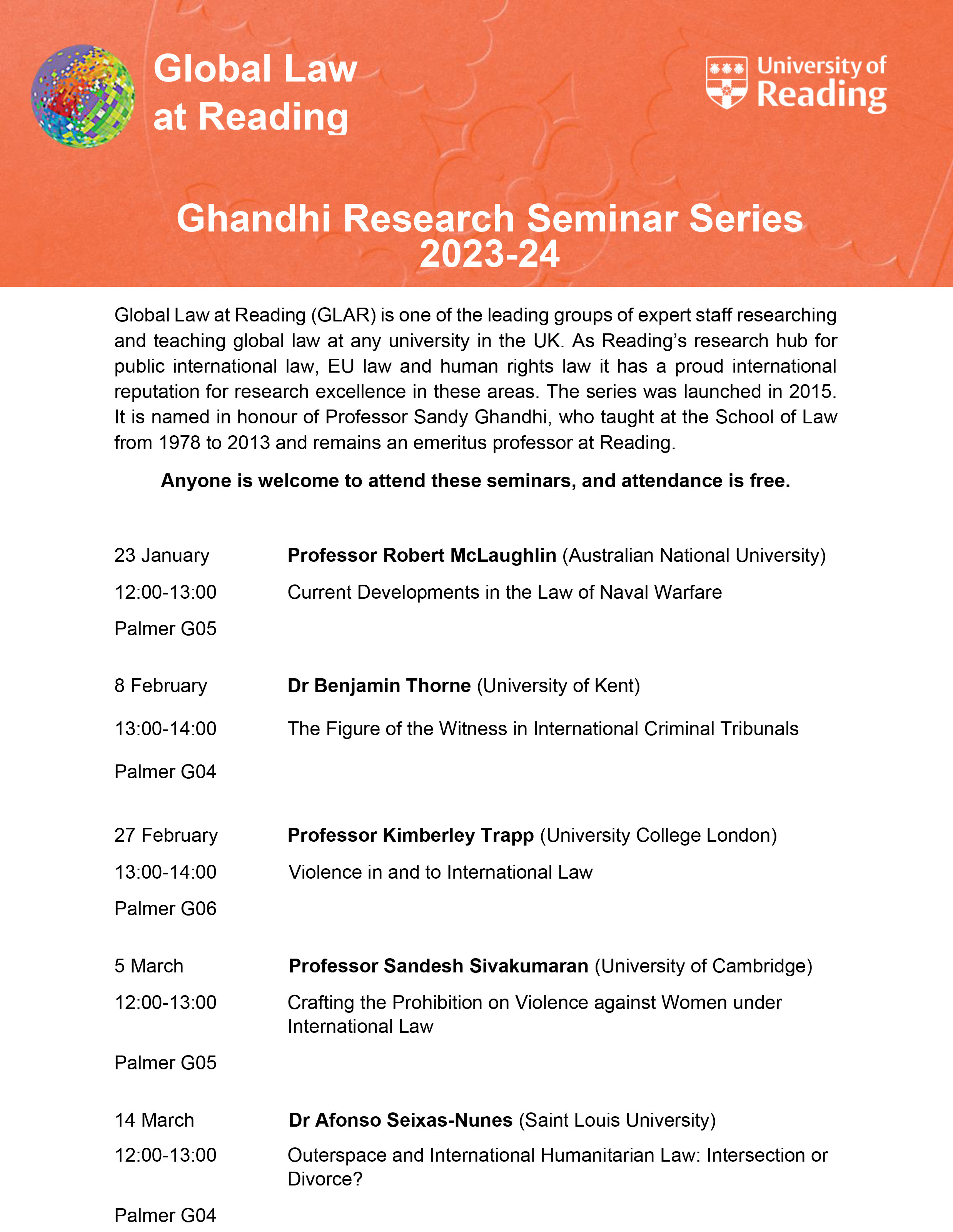 Ghandi Seminar Series Spring 2023-24