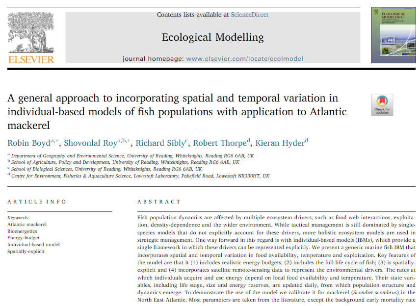 New publication in Ecological Modelling