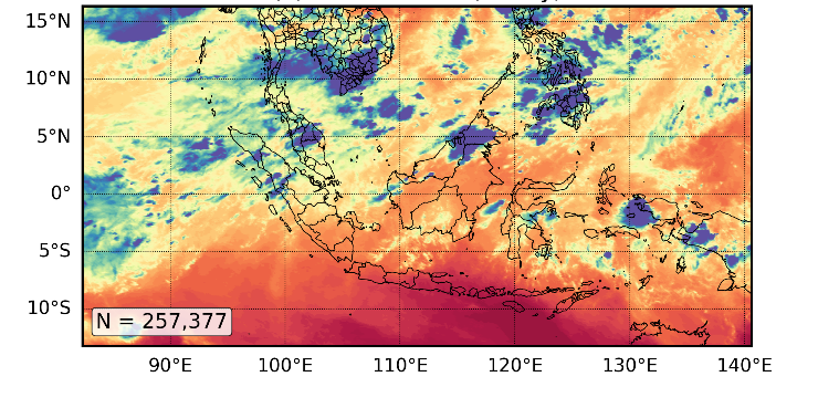 Observation coverage for Himawari-9 Band 9 (6.9 µm) on 25 August 2024 at 12 UTC: for all-sky observations