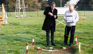 Poet Laureate Simon Armitage with Stephen Burt on the Met observatory