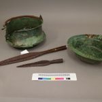 View of bowls and spears from Marlow Warlord burial