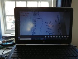 Image of a laptop with the screen showing a remote PICSA training during the COVID-19 pandemic