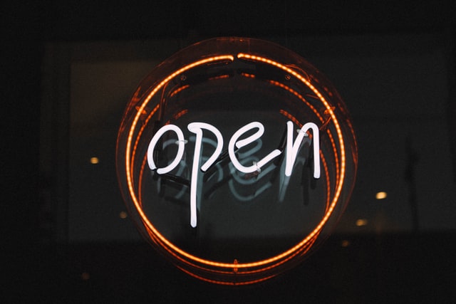 a fluorescent open sign