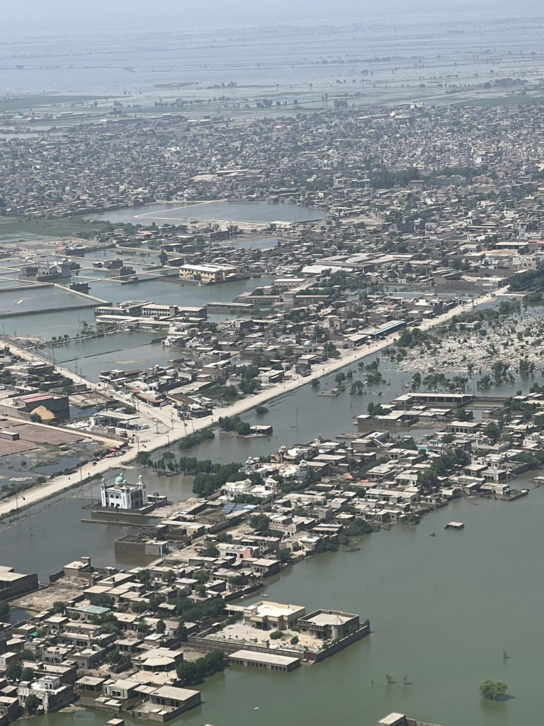 An aerial view photo taken during 2022 Pakistan floods