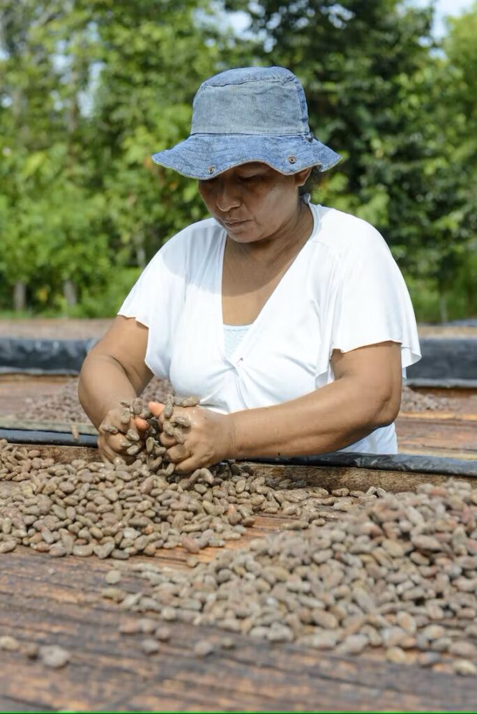 Blanca Vivera, a farmer in the Tumaco region of Coombia where she turns cacao into artisanal chocolate.