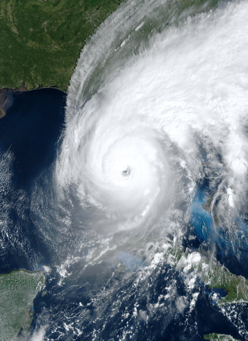 Category-4 Hurricane Ian approaching Florida’s west coast at peak intensity on 28th September, 2022.