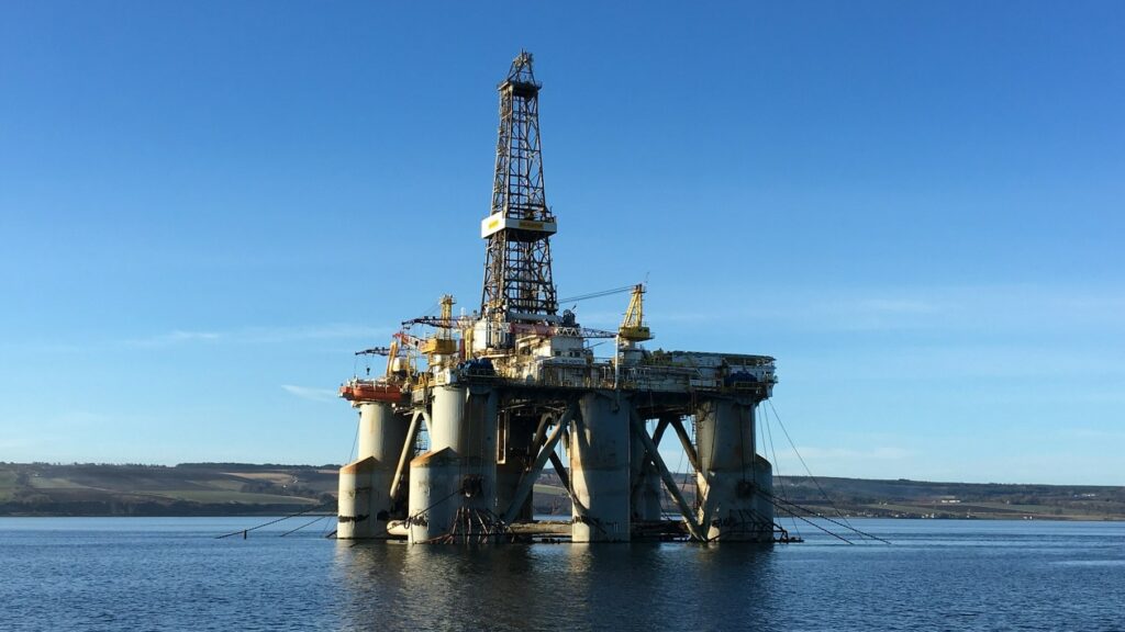 An offshore drilling platform.