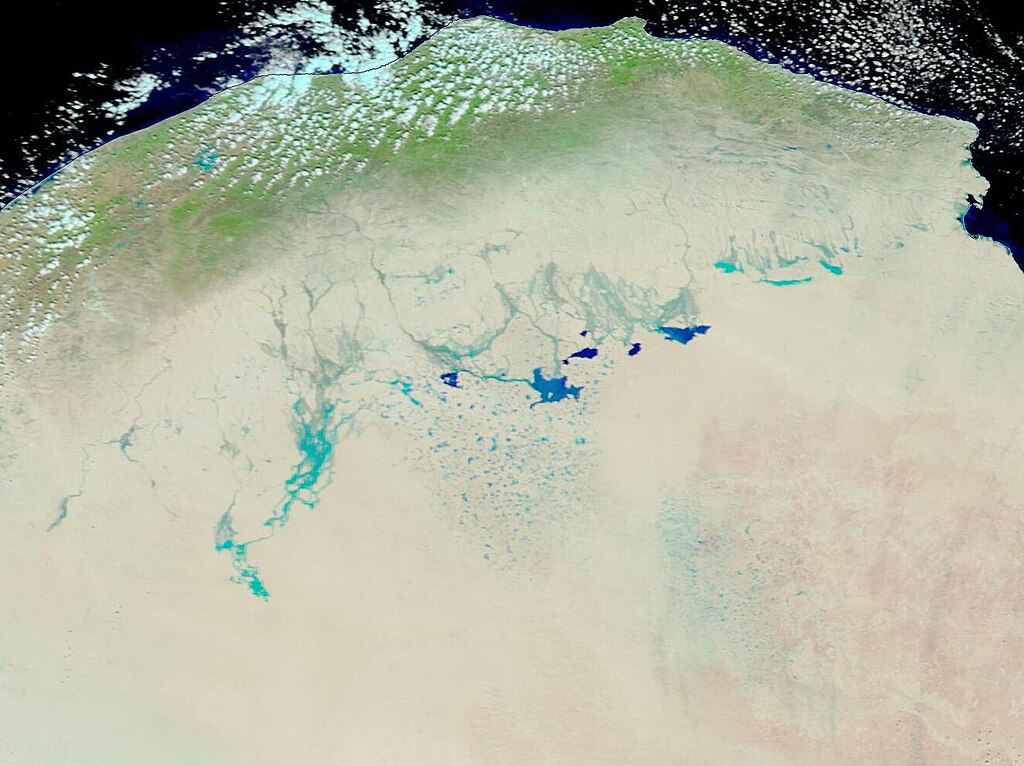 NASA Terra MODIS satellite image of flooding across north eastern Libya