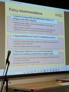 Presentation of policy recommendations