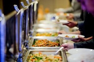 buffet food, catering food party at restaurant,