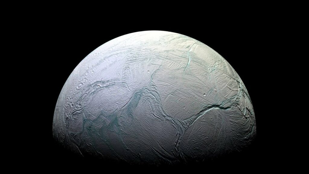 View of Saturn's moon Enceladus