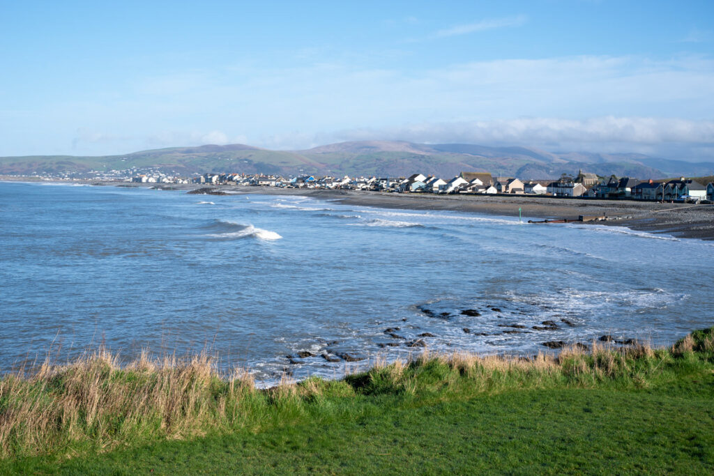 View of Borth village from the cliff
