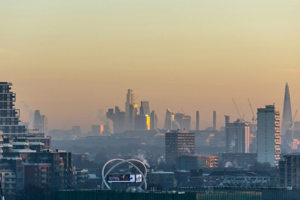 View of London shrouded in a haze of pollution