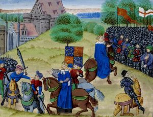 The death of Wat Tyler in the peasants' revolt of 1381.