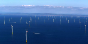 Photo of a wind farm off the Cumbrian coast