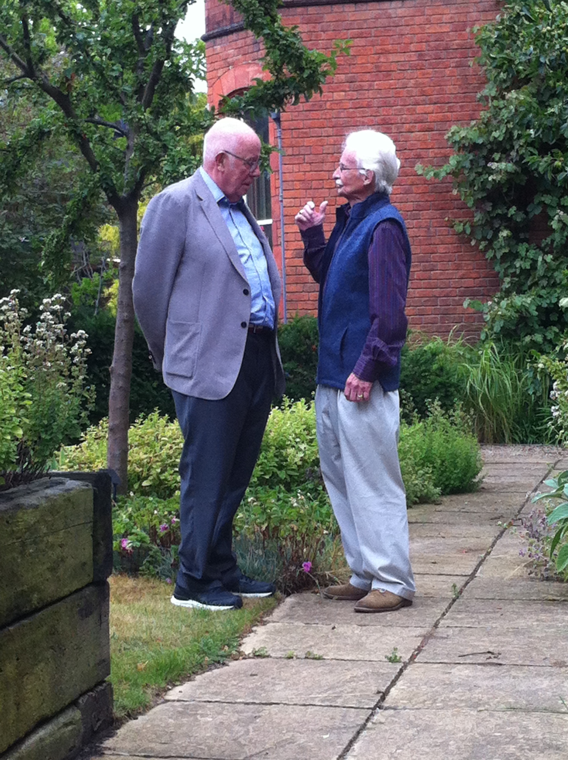 Richard Wilson and James Knowlson during the filming of the BBC's upcoming Artsnight episode dedicated to Samuel Beckett, July 2015.