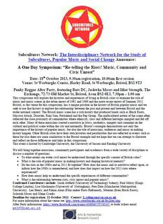 “Re-telling the Riots! Music, Community and Civic Unrest”