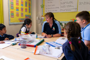 teacher and small group of children
