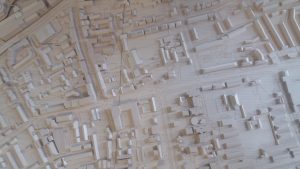 Architectural model in School of Architecture's urban room at the University of Reading