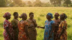 A group of women in a field